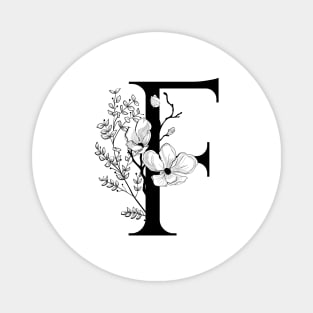 Letter F Monogram - Floral Initial Magnet